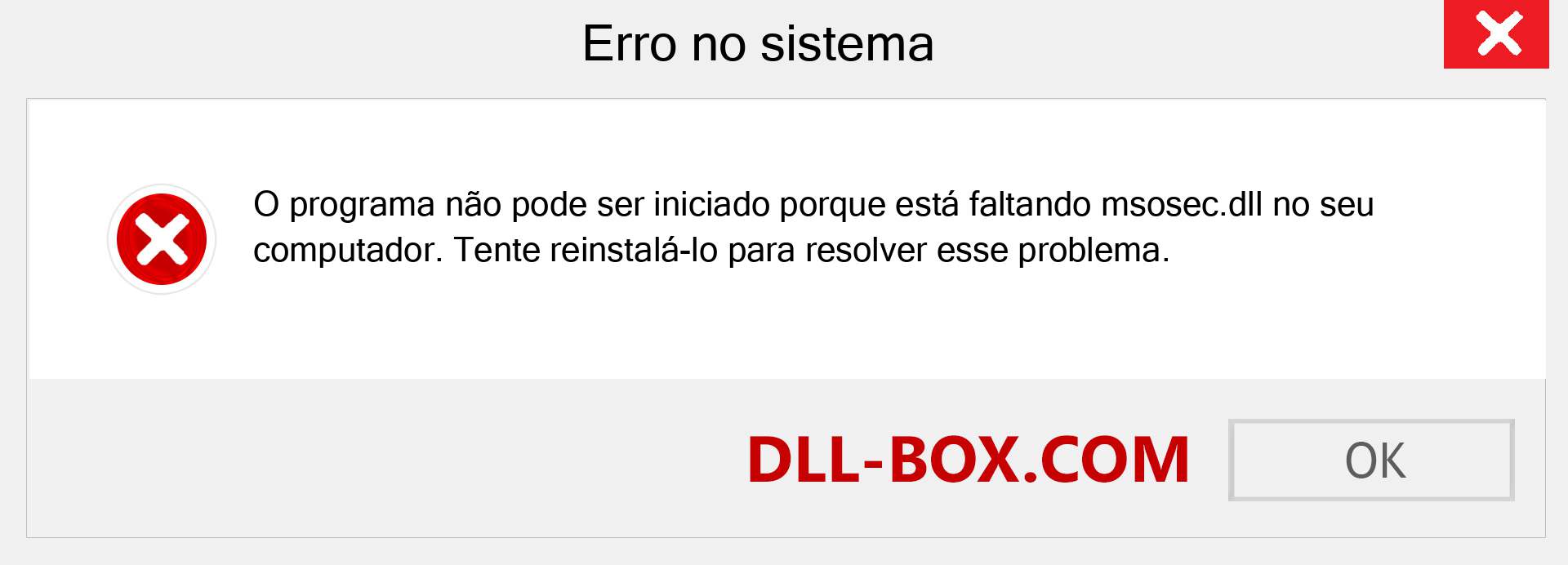 Arquivo msosec.dll ausente ?. Download para Windows 7, 8, 10 - Correção de erro ausente msosec dll no Windows, fotos, imagens